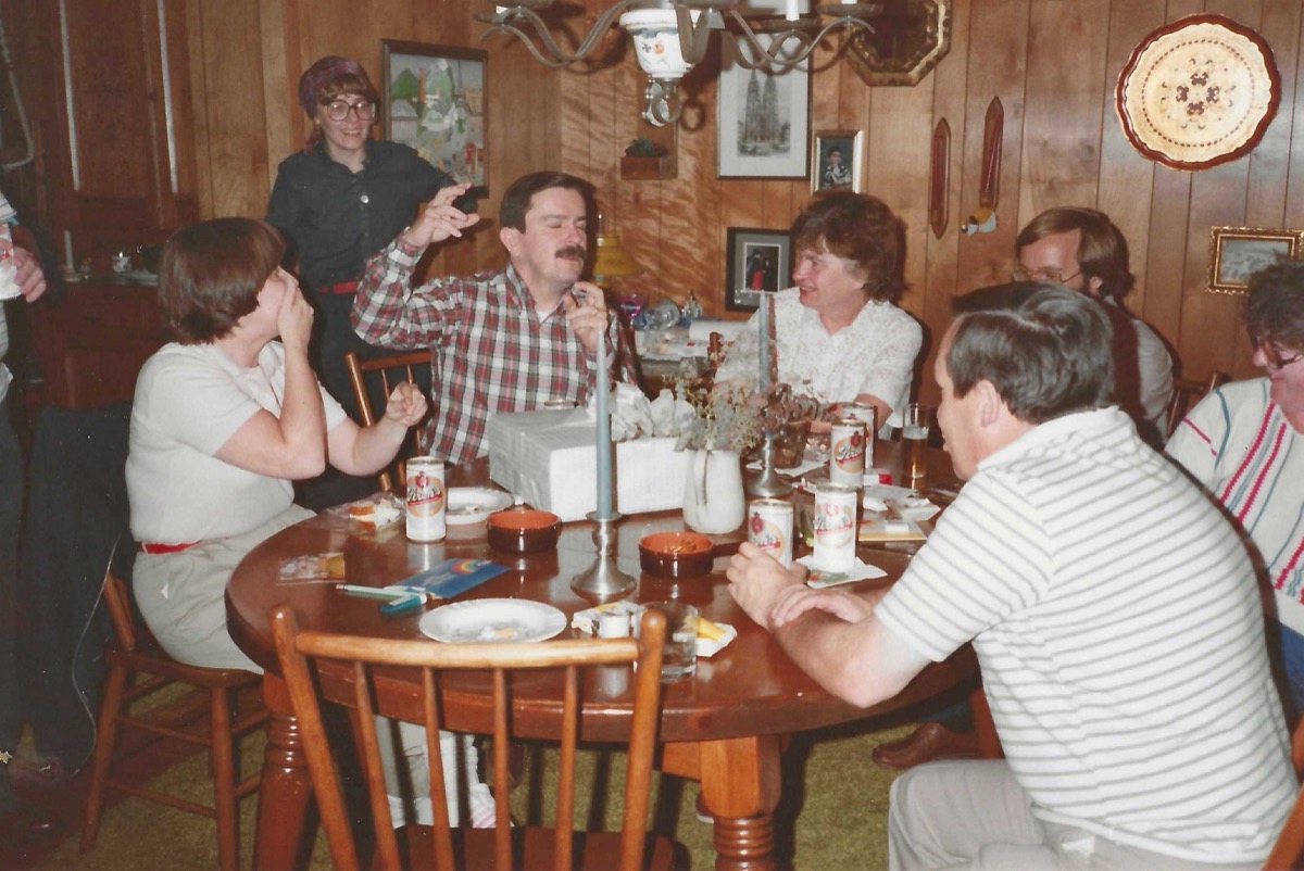 Bill entertaining the siblings — August 31, 1984, Plymouth, MI