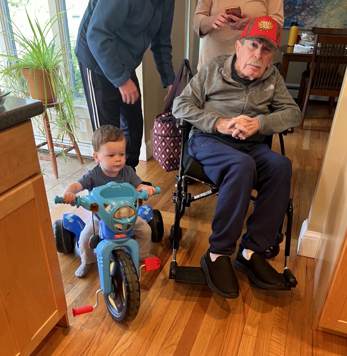 Dad and Jack on wheels